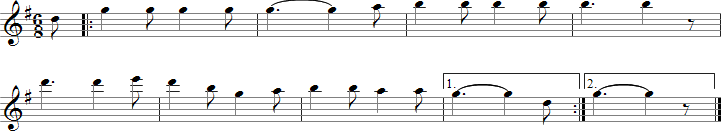 The Farmer in the Dell Sheet Music for E-flat Saxophones